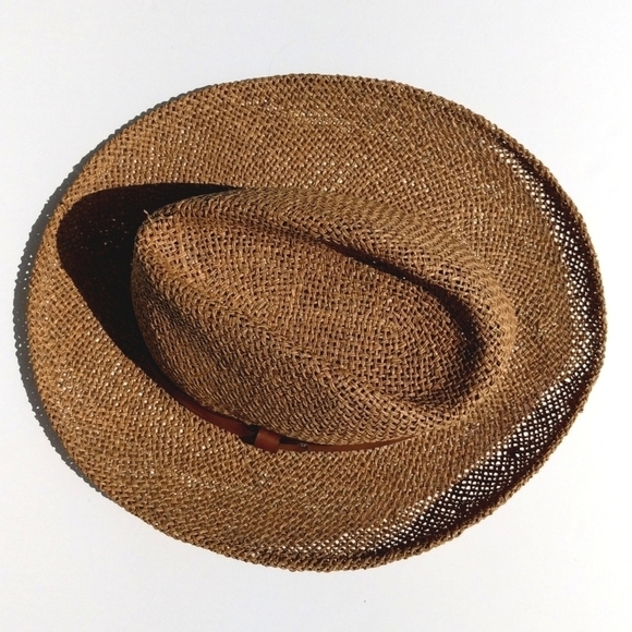 Walt Disney World 90's Vintage Fedora Style Straw Hat with Leather Band Brown - Picture 3 of 12